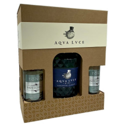 Gaveske med Aqva Lvce Gin  Navy Strenght Blue 57,5% + 4 tonic