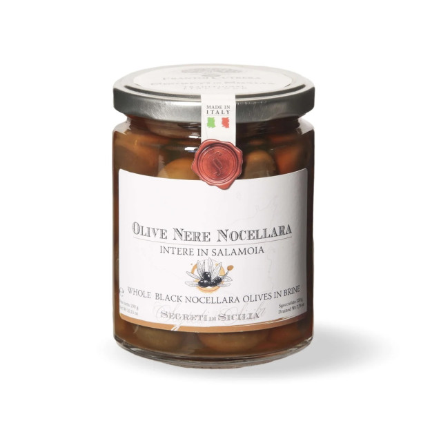 Olive Nere in Salamoia Nocellara - Hele sorte Nocellara oliven 